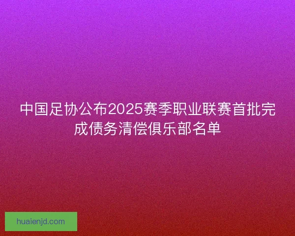 中国足协公布2025赛季职业联赛首批完成债务清偿俱乐部名单 中国足协公布2025赛季职业联赛首批完成债务清偿俱乐部名单